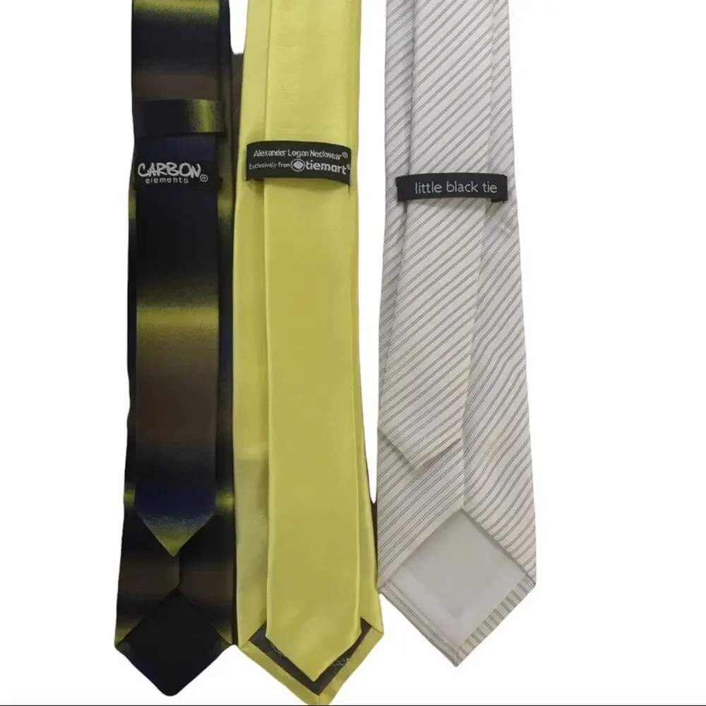 3 Skinny Ties- Carbon Elements, Alexander Logan Neckwear, & little black tie